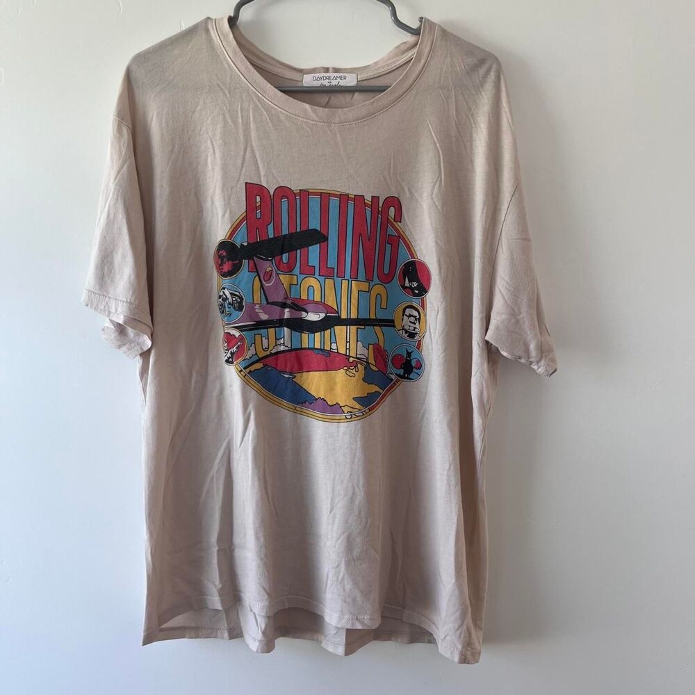 Free-people Women's Cream and Tan T-shirt